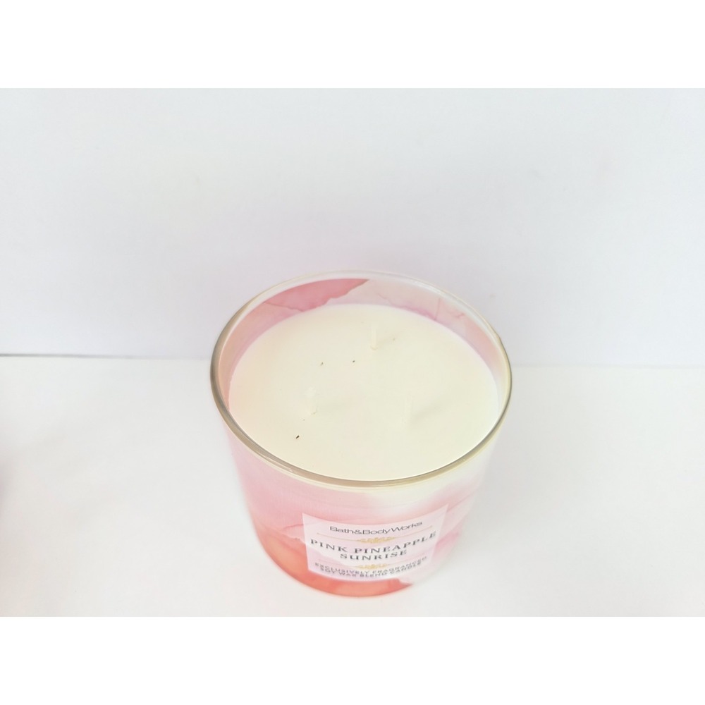 NEW Bath & Body Works Pink Pineapple Sunrise 3-Wick Candle 14 oz - Picture 2 of 2